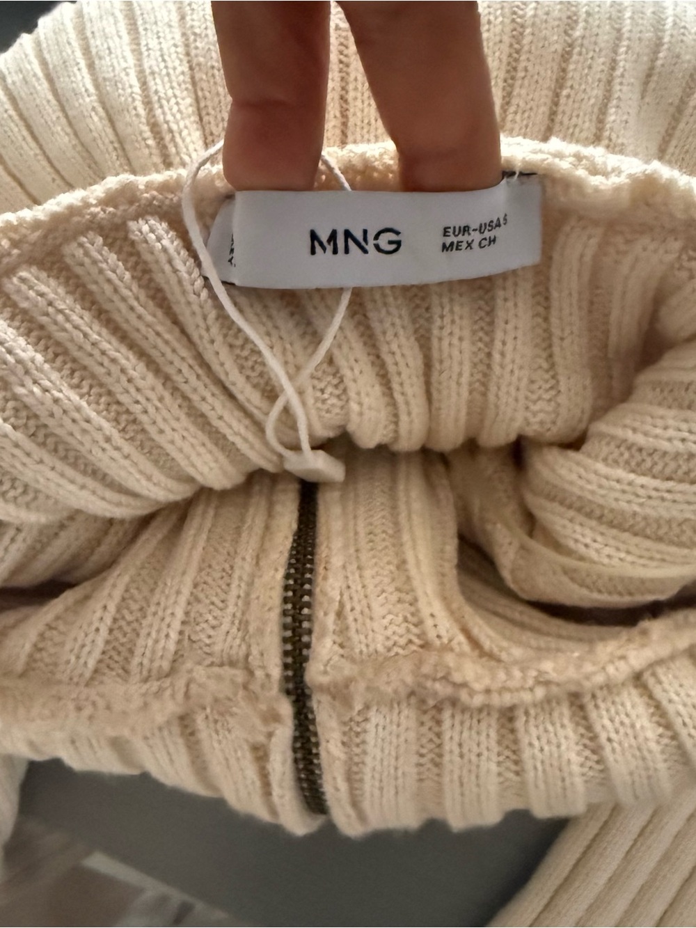Mango Cream Ribbed Turtleneck Sweater - Picture 12 of 13